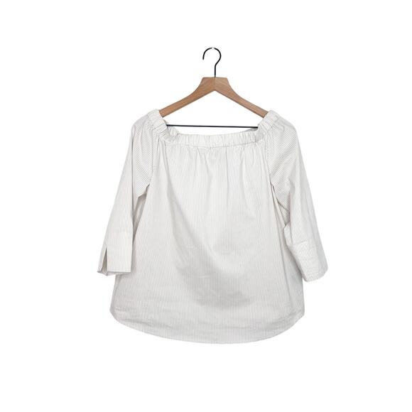 3/$20 ⭐️ Zac & Rachel Off Shoulder Top Small Cream Stripe Minimalist Casual - Picture 1 of 8